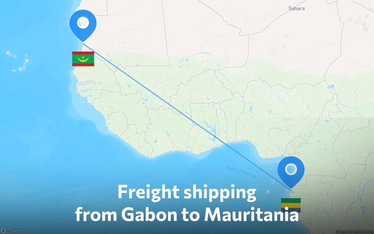 Shipping route from Gabon to Mauritania