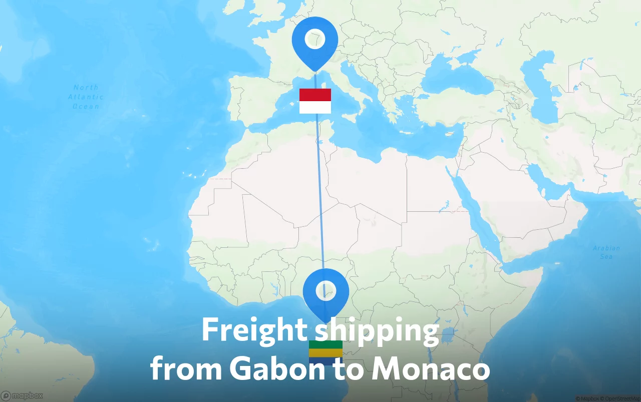 Shipping route from Gabon to Monaco