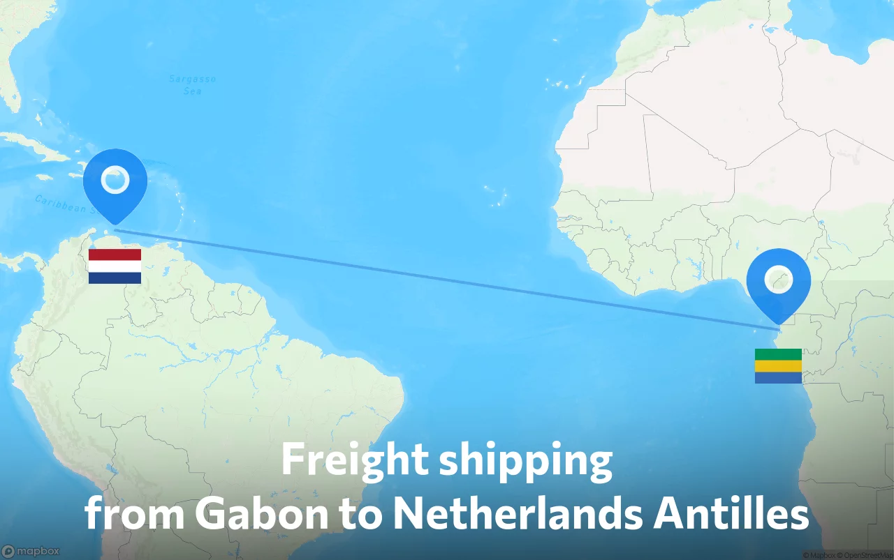 Shipping route from Gabon to Netherlands Antilles