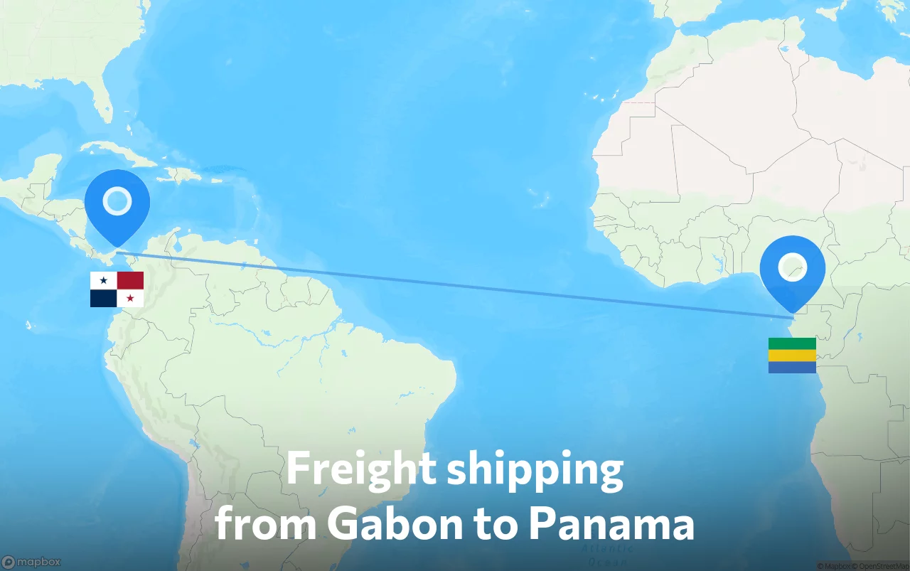 Shipping route from Gabon to Panama