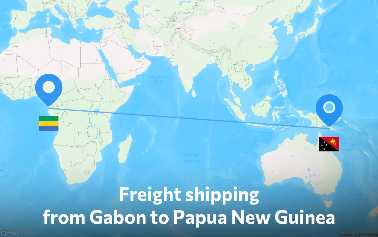 Shipping route from Gabon to Papua New Guinea