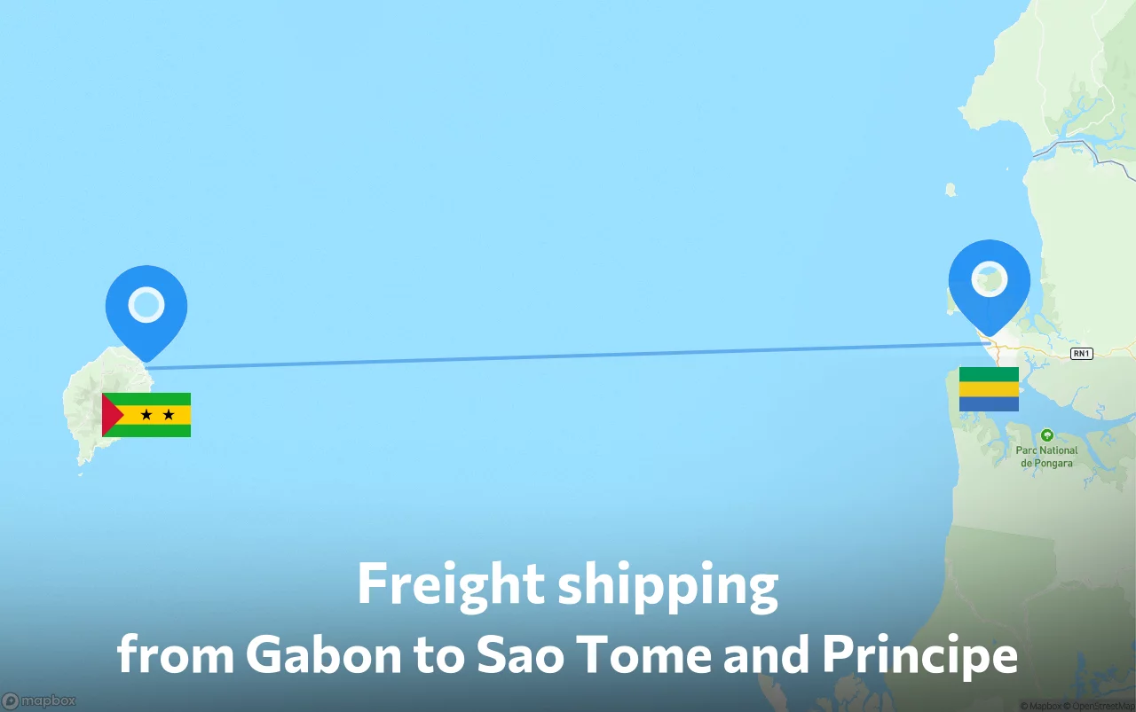 Shipping route from Gabon to Sao Tome and Principe