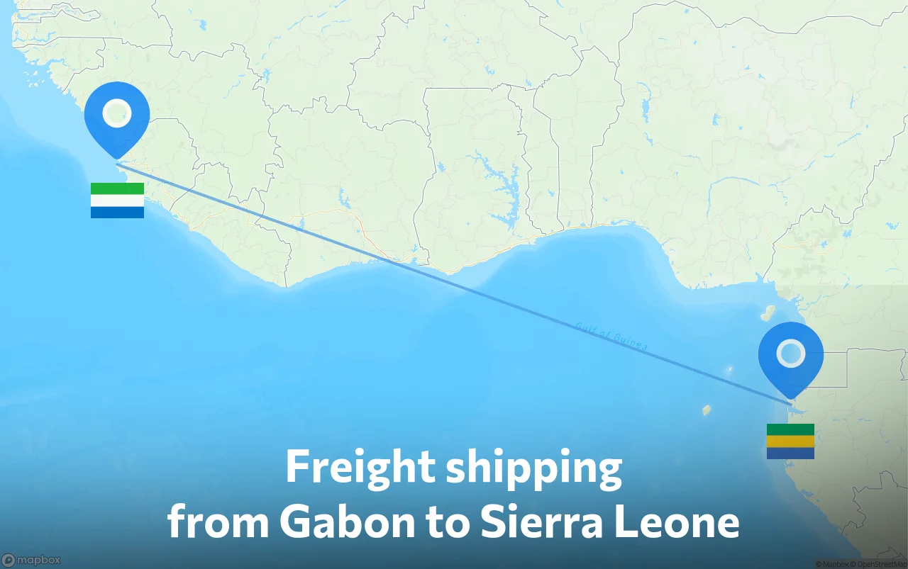 Shipping route from Gabon to Sierra Leone