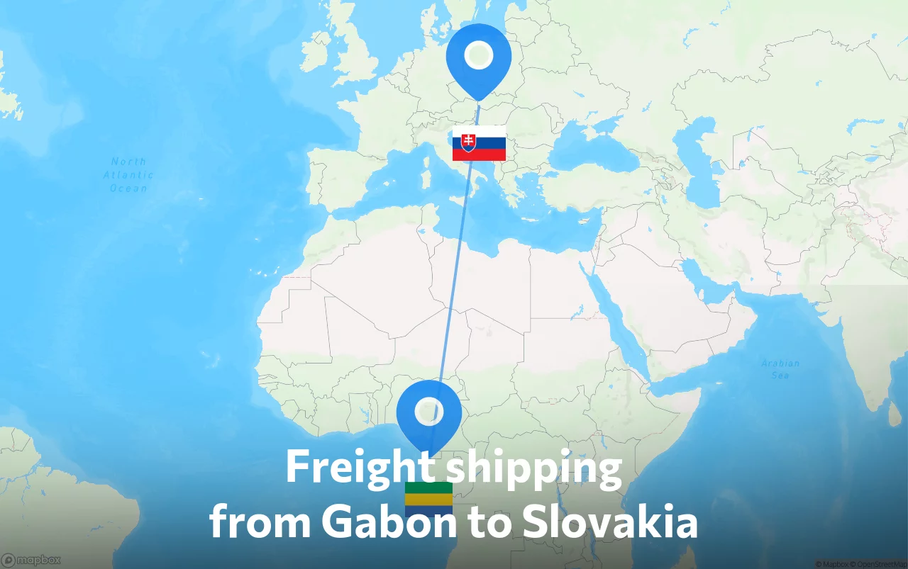 Shipping route from Gabon to Slovakia
