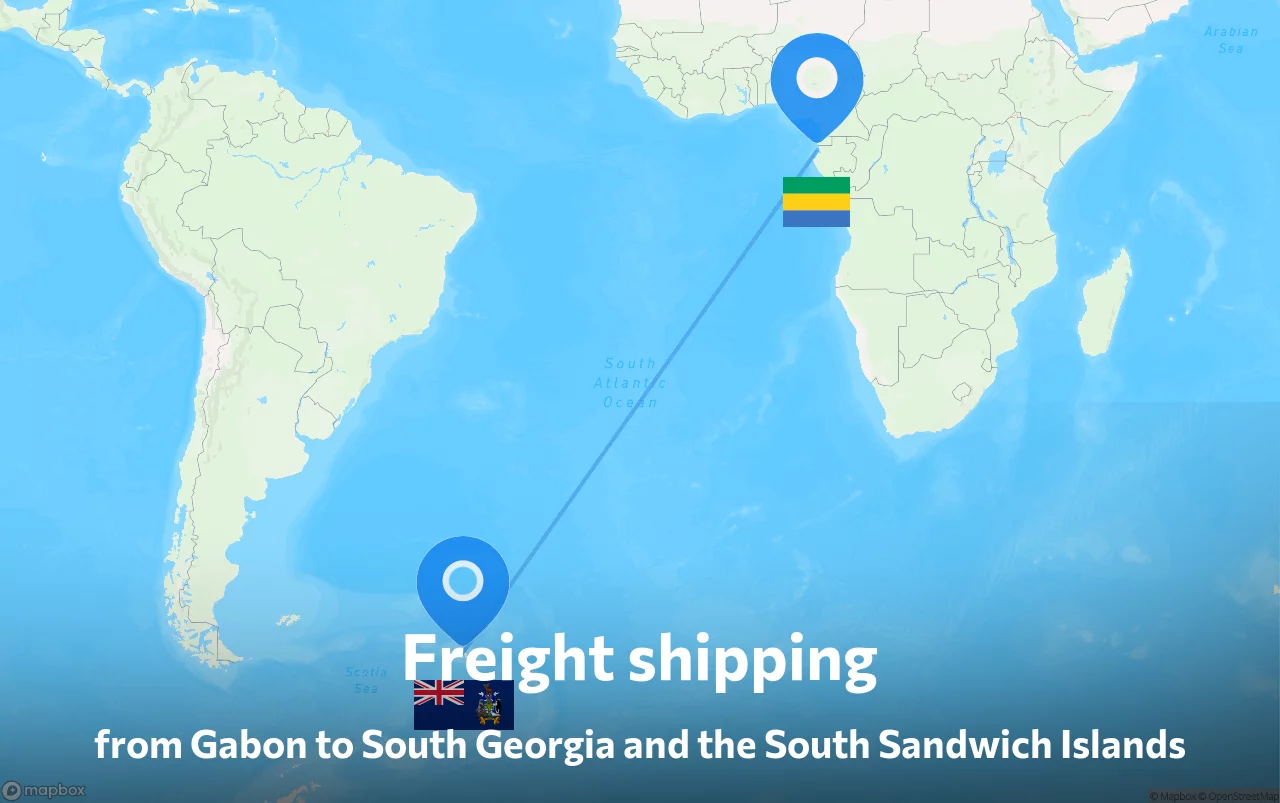 Shipping route from Gabon to South Georgia and the South Sandwich Islands