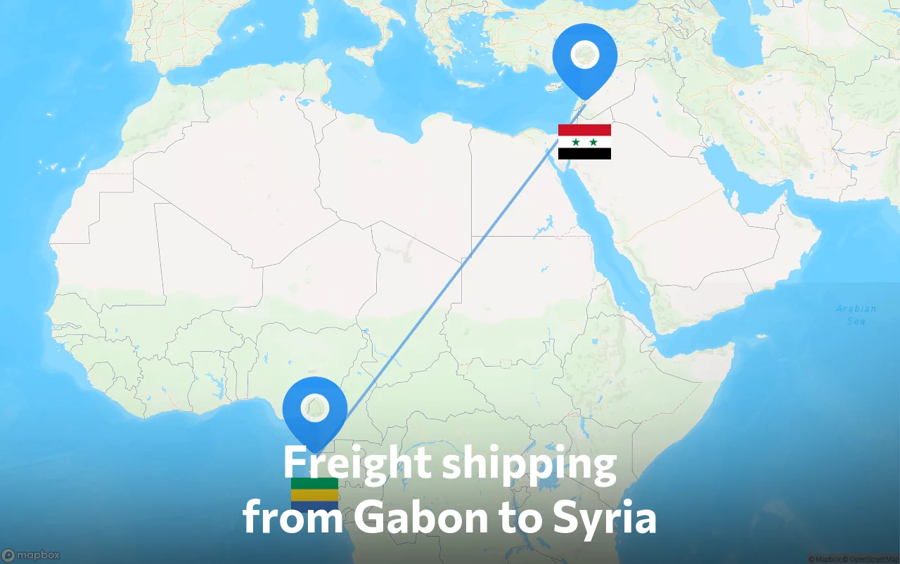 Shipping route from Gabon to Syria