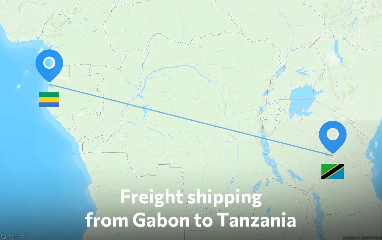 Shipping route from Gabon to Tanzania