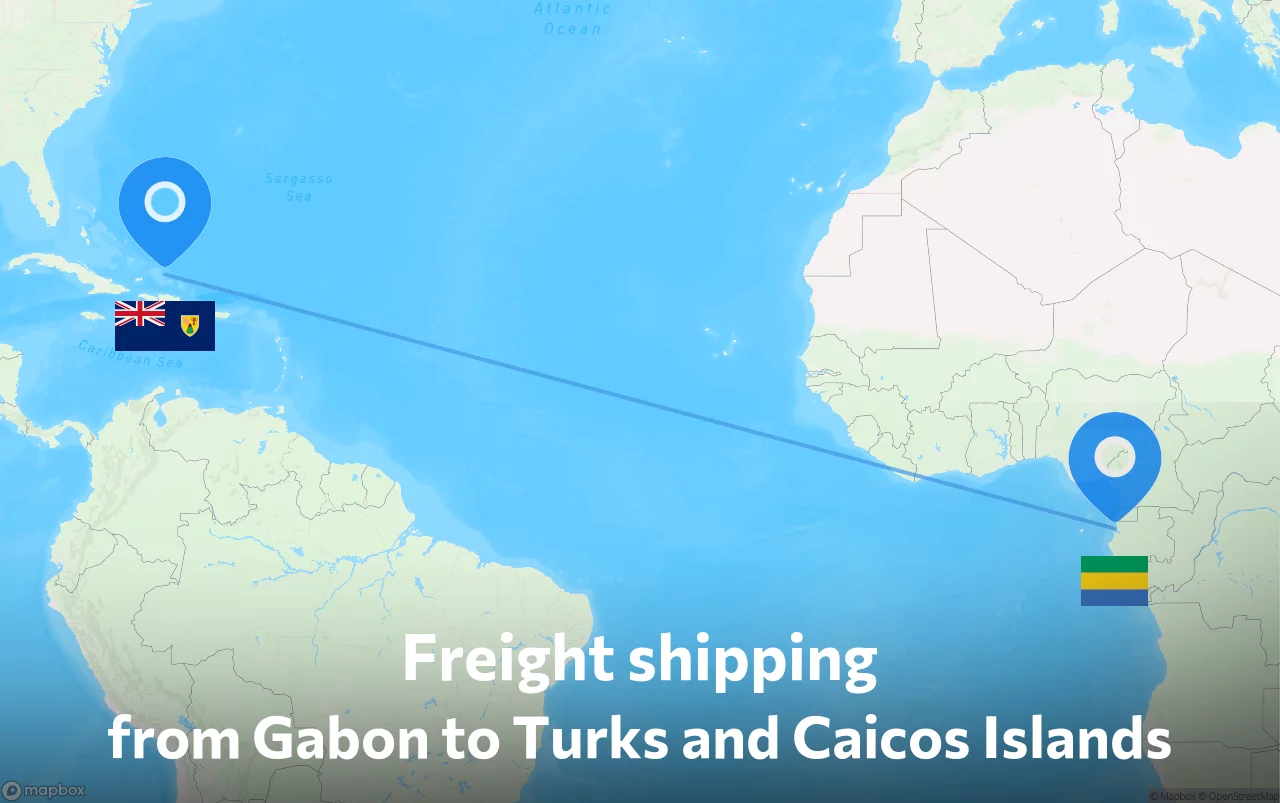 Shipping route from Gabon to Turks and Caicos Islands
