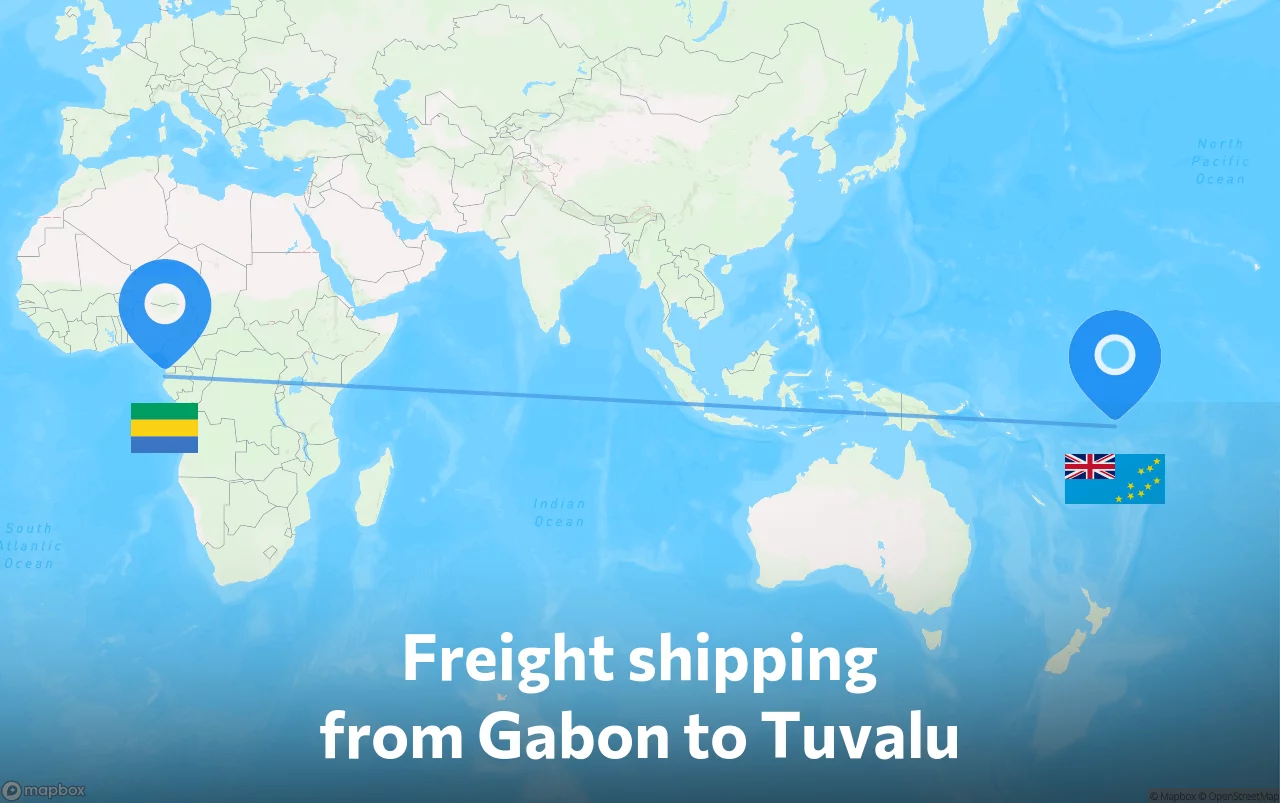 Shipping route from Gabon to Tuvalu