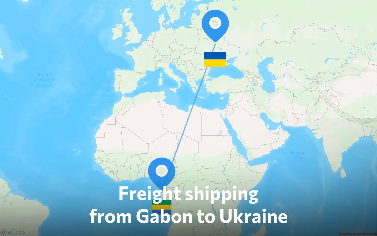 Shipping route from Gabon to Ukraine