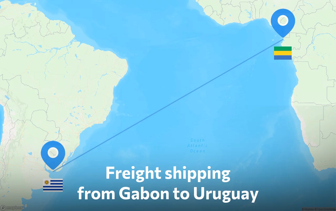 Shipping route from Gabon to Uruguay