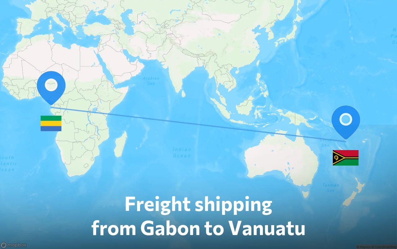 Shipping route from Gabon to Vanuatu