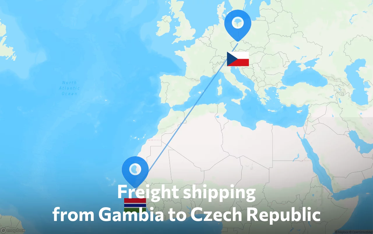 Shipping route from Gambia to Czech Republic