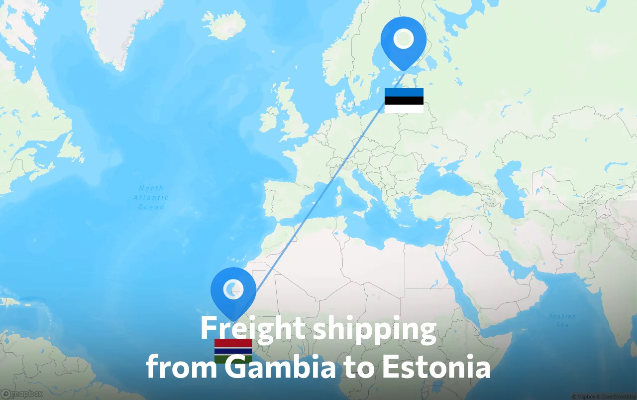Shipping route from Gambia to Estonia