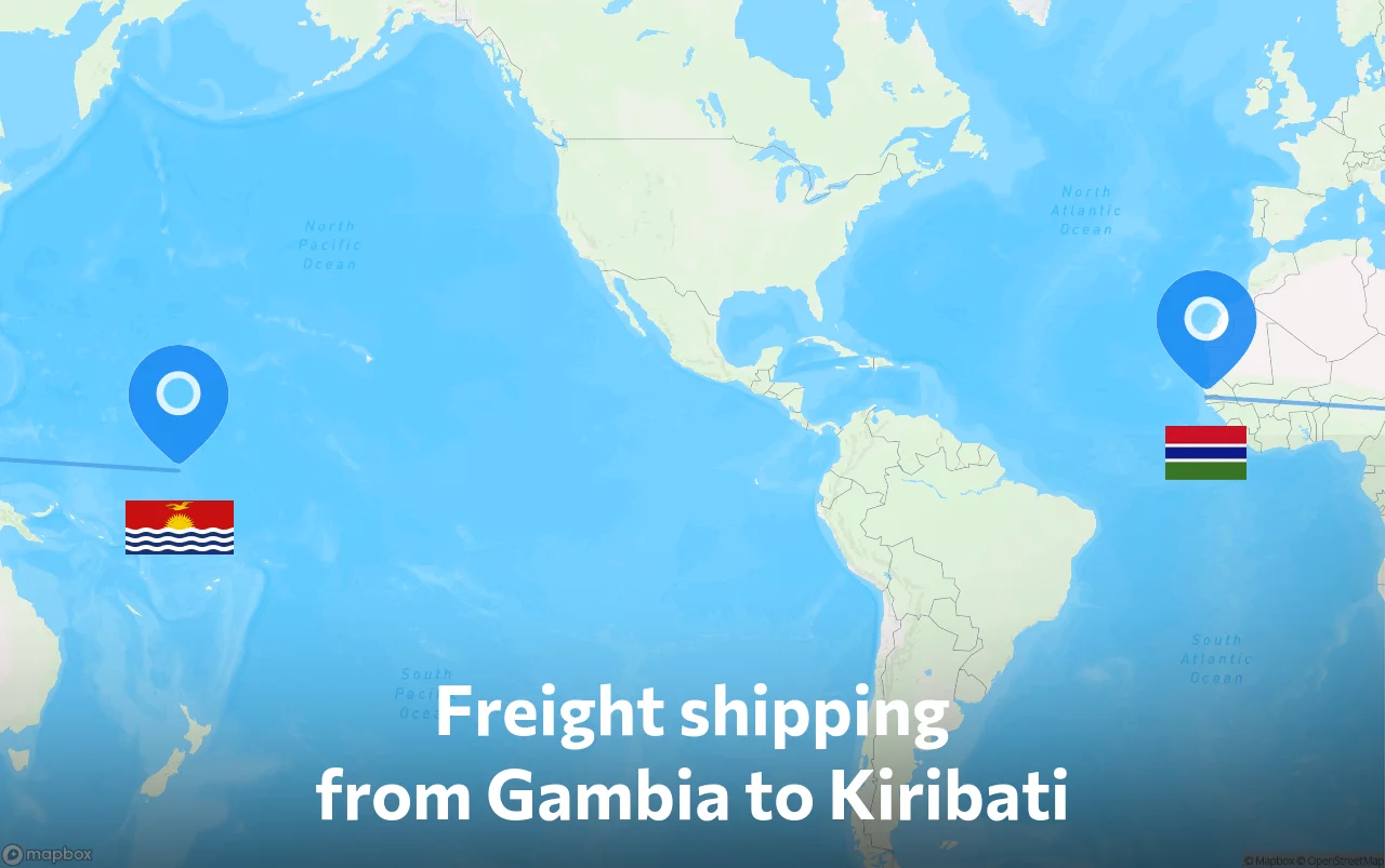 Shipping route from Gambia to Kiribati
