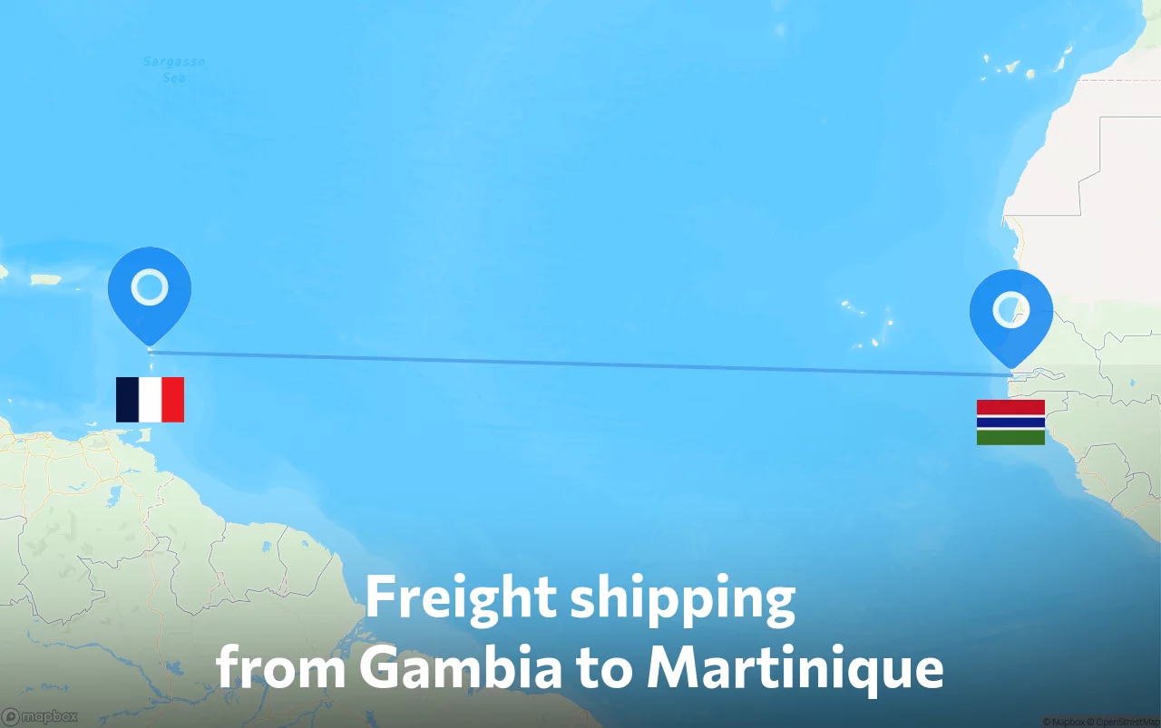 Shipping route from Gambia to Martinique