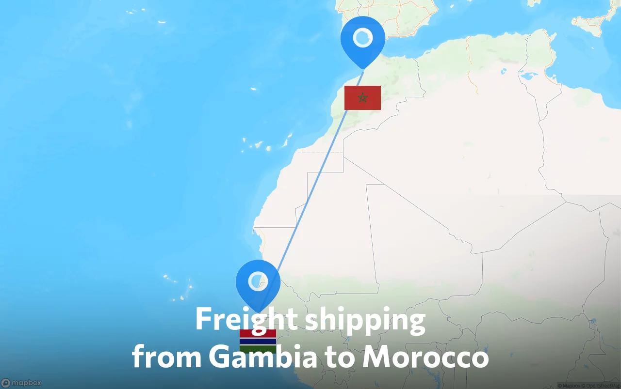 Shipping route from Gambia to Morocco
