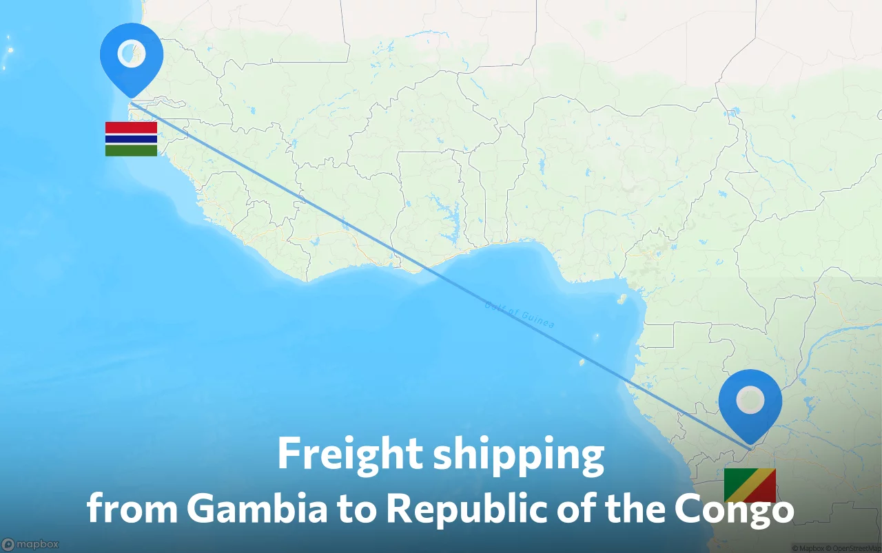 Shipping route from Gambia to Republic of the Congo