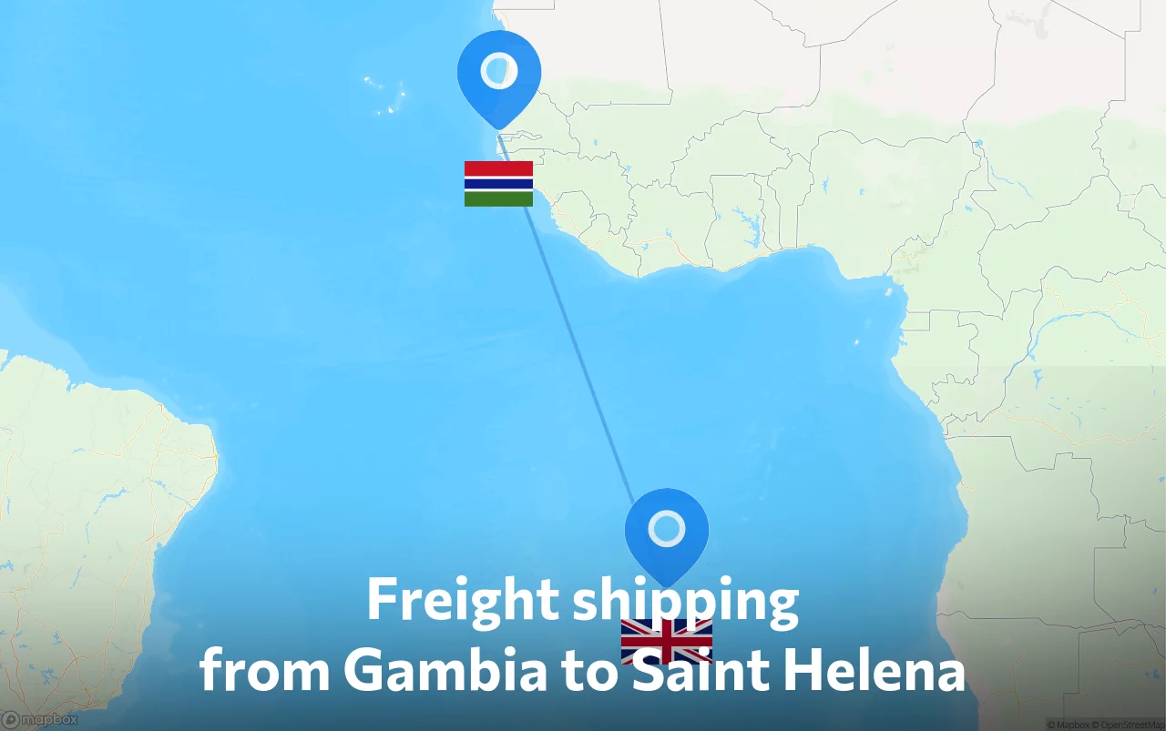 Shipping route from Gambia to Saint Helena