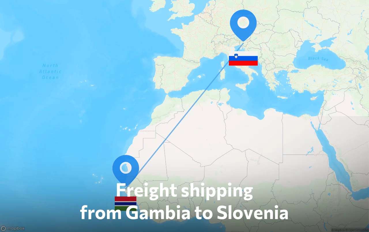 Shipping route from Gambia to Slovenia