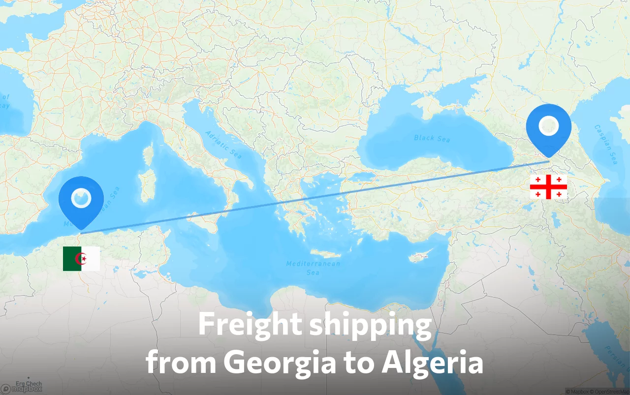 Shipping route from Georgia to Algeria
