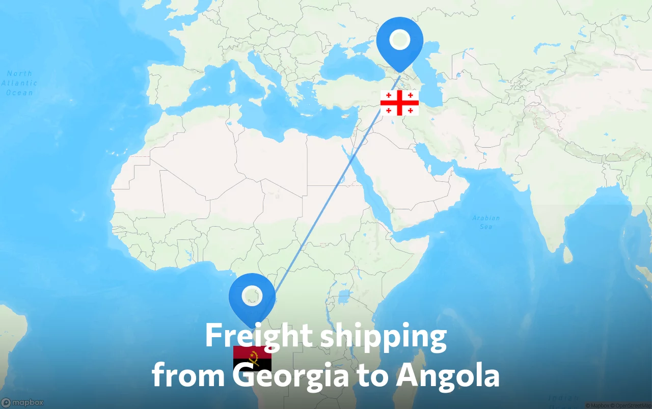 Shipping route from Georgia to Angola