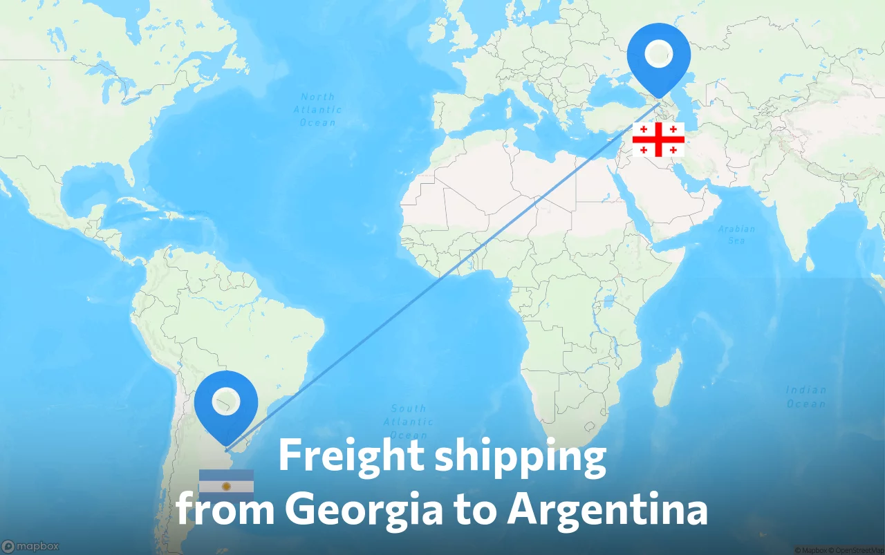 Shipping route from Georgia to Argentina