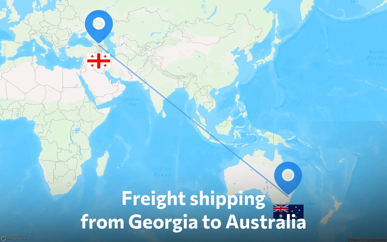 Shipping route from Georgia to Australia