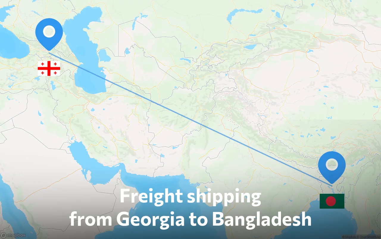 Shipping route from Georgia to Bangladesh