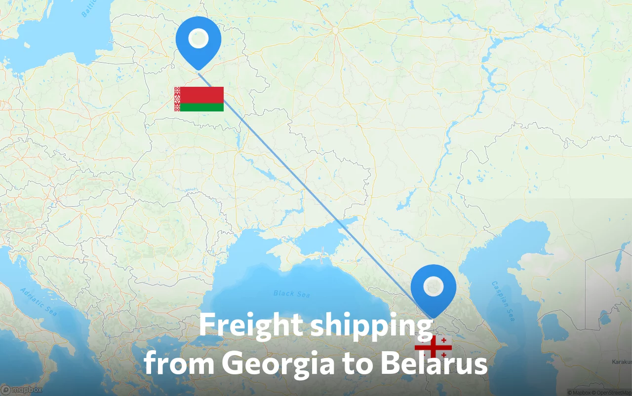 Shipping route from Georgia to Belarus