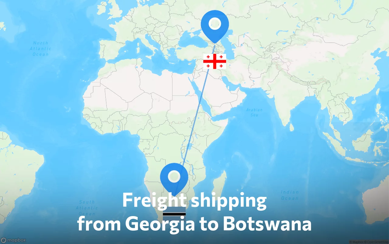 Shipping route from Georgia to Botswana