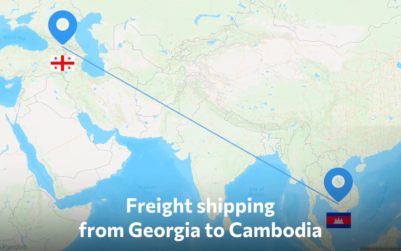 Shipping route from Georgia to Cambodia