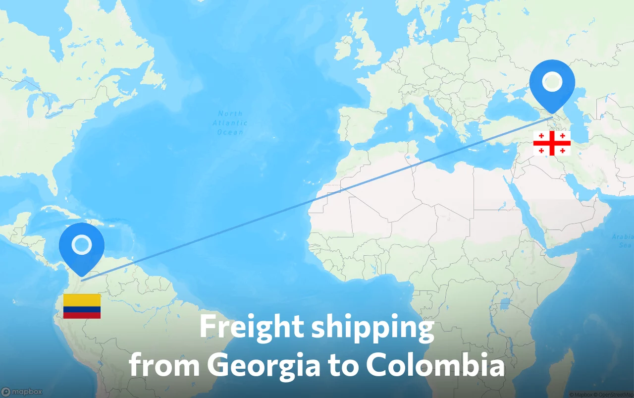 Shipping route from Georgia to Colombia