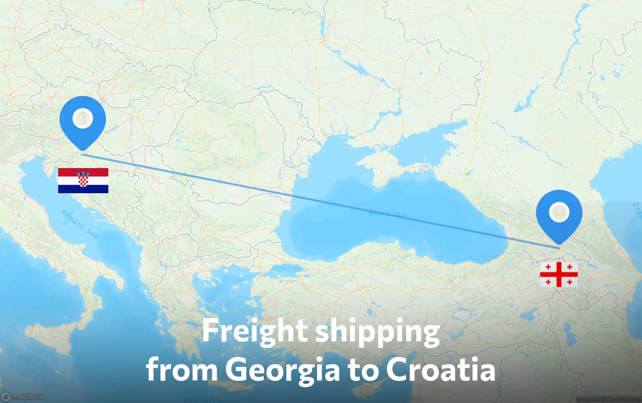 Shipping route from Georgia to Croatia