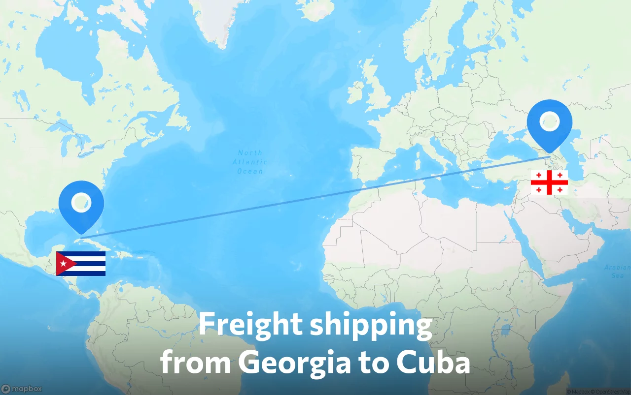Shipping route from Georgia to Cuba