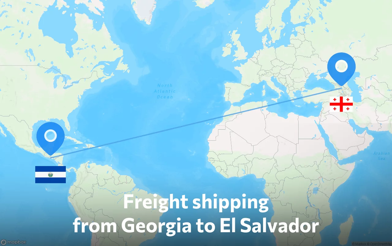 Shipping route from Georgia to El Salvador