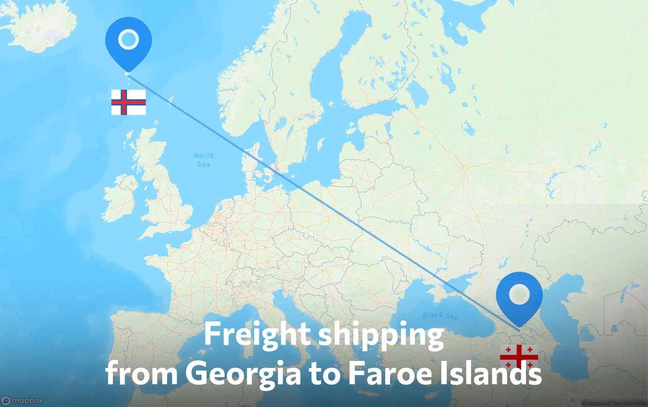 Shipping route from Georgia to Faroe Islands