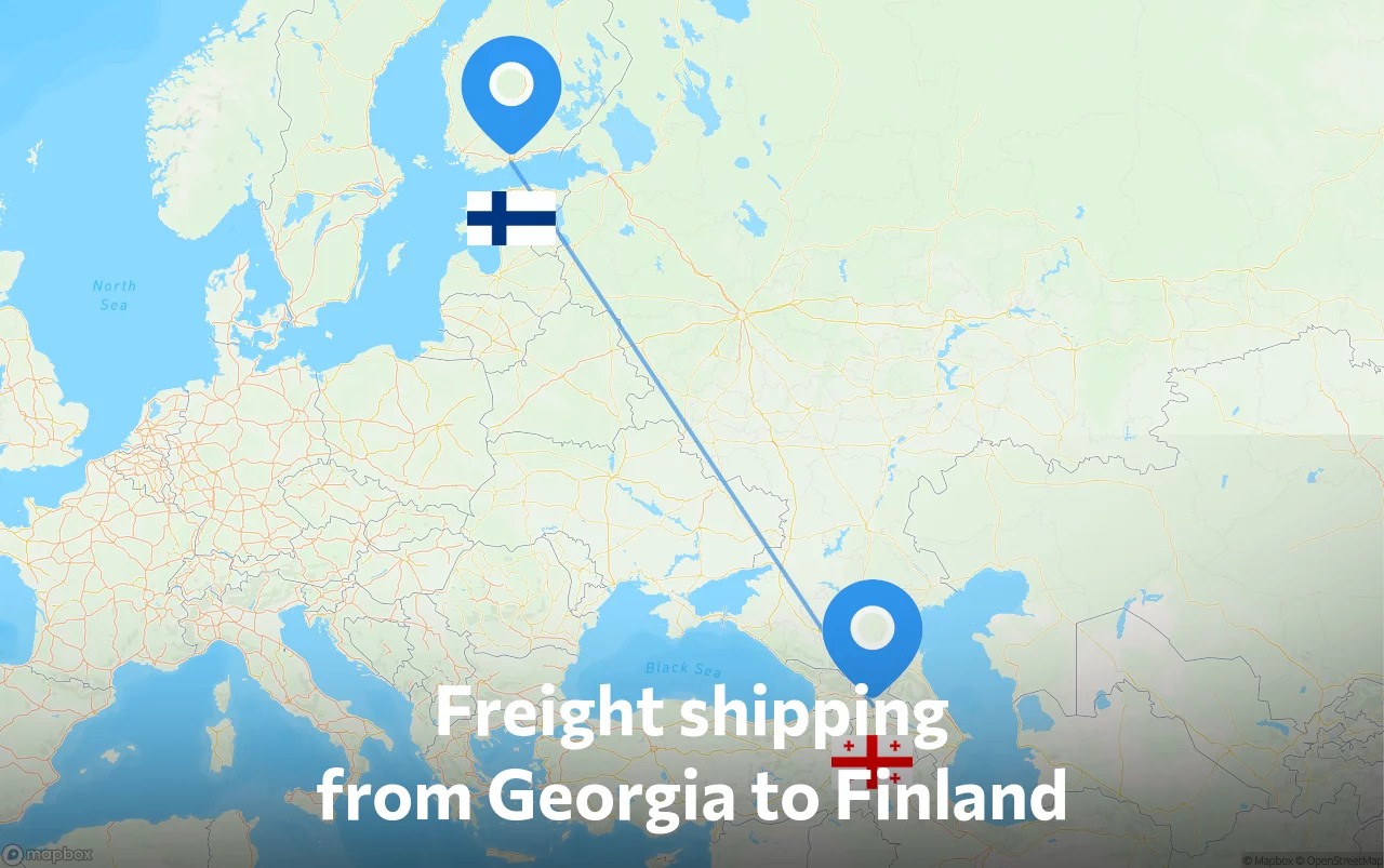 Shipping route from Georgia to Finland