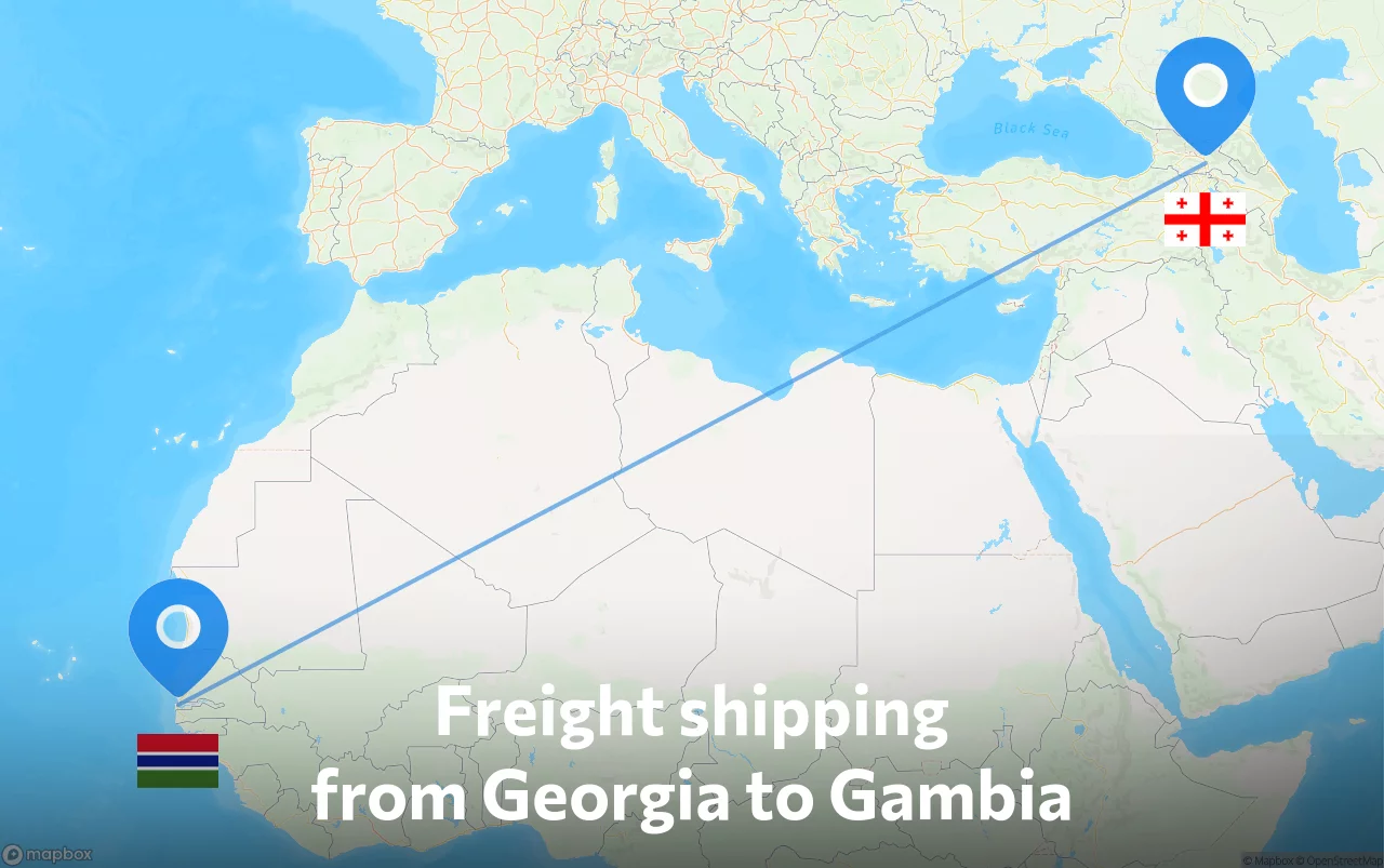 Shipping route from Georgia to Gambia
