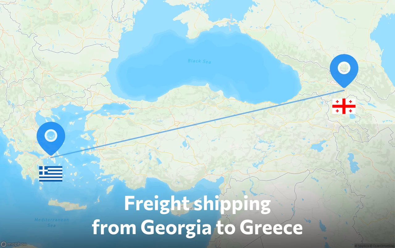 Shipping route from Georgia to Greece