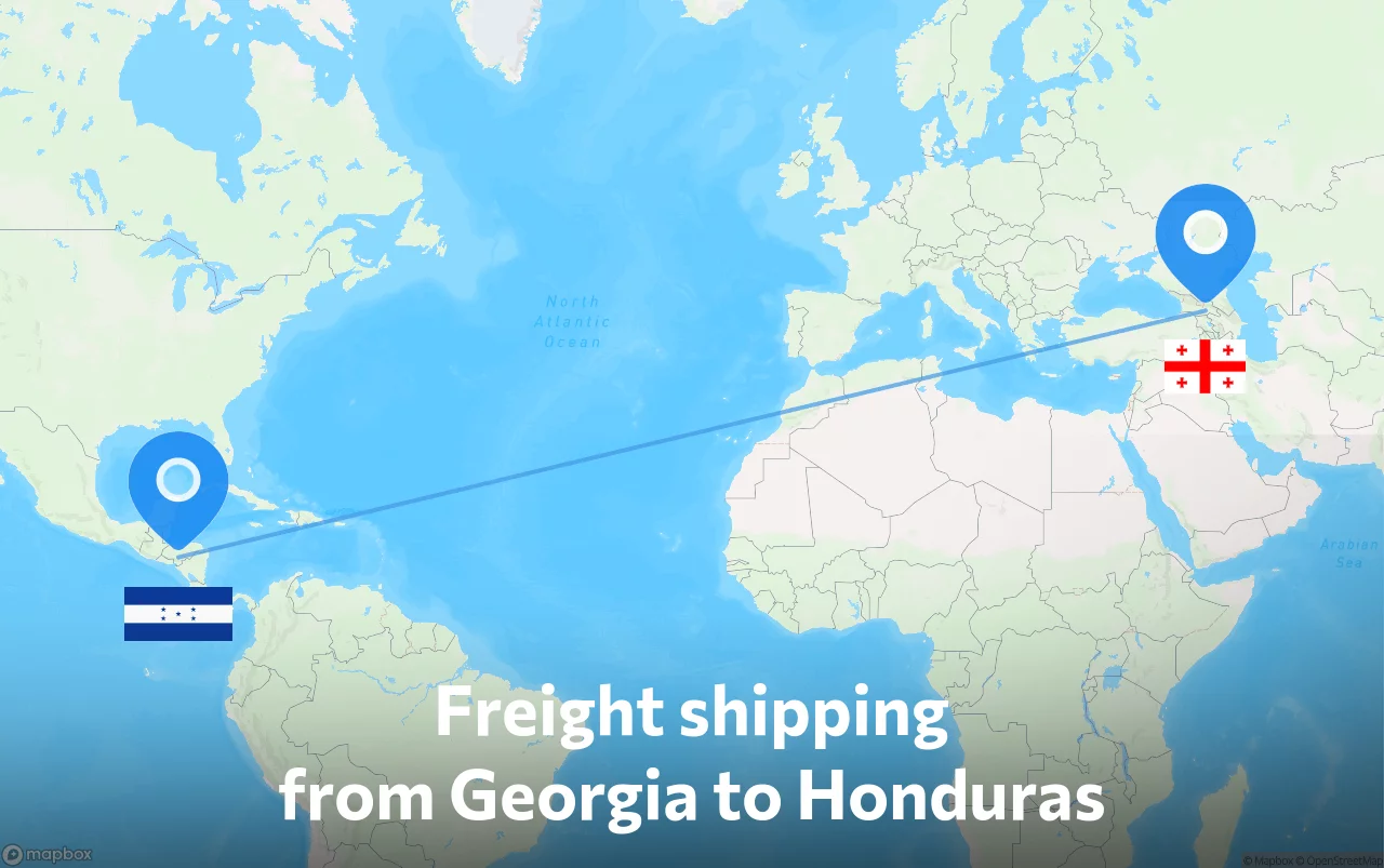 Shipping route from Georgia to Honduras