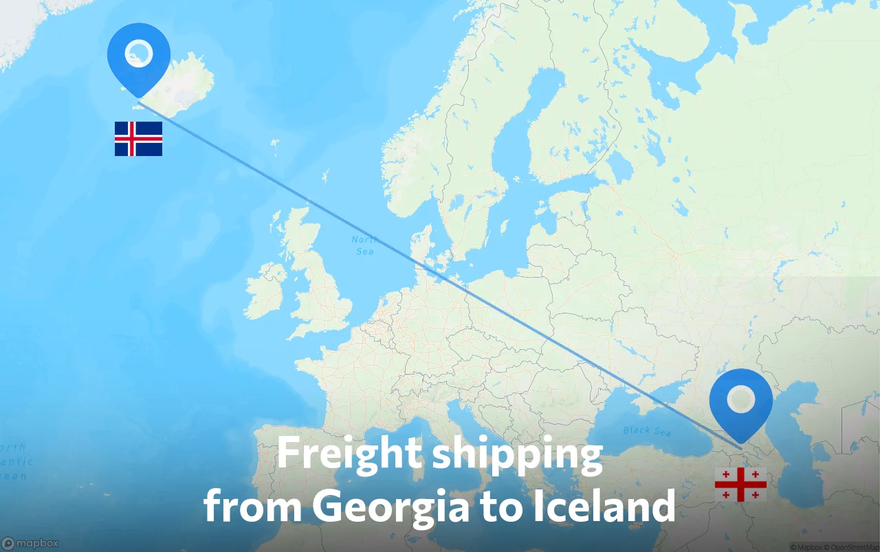 Shipping route from Georgia to Iceland