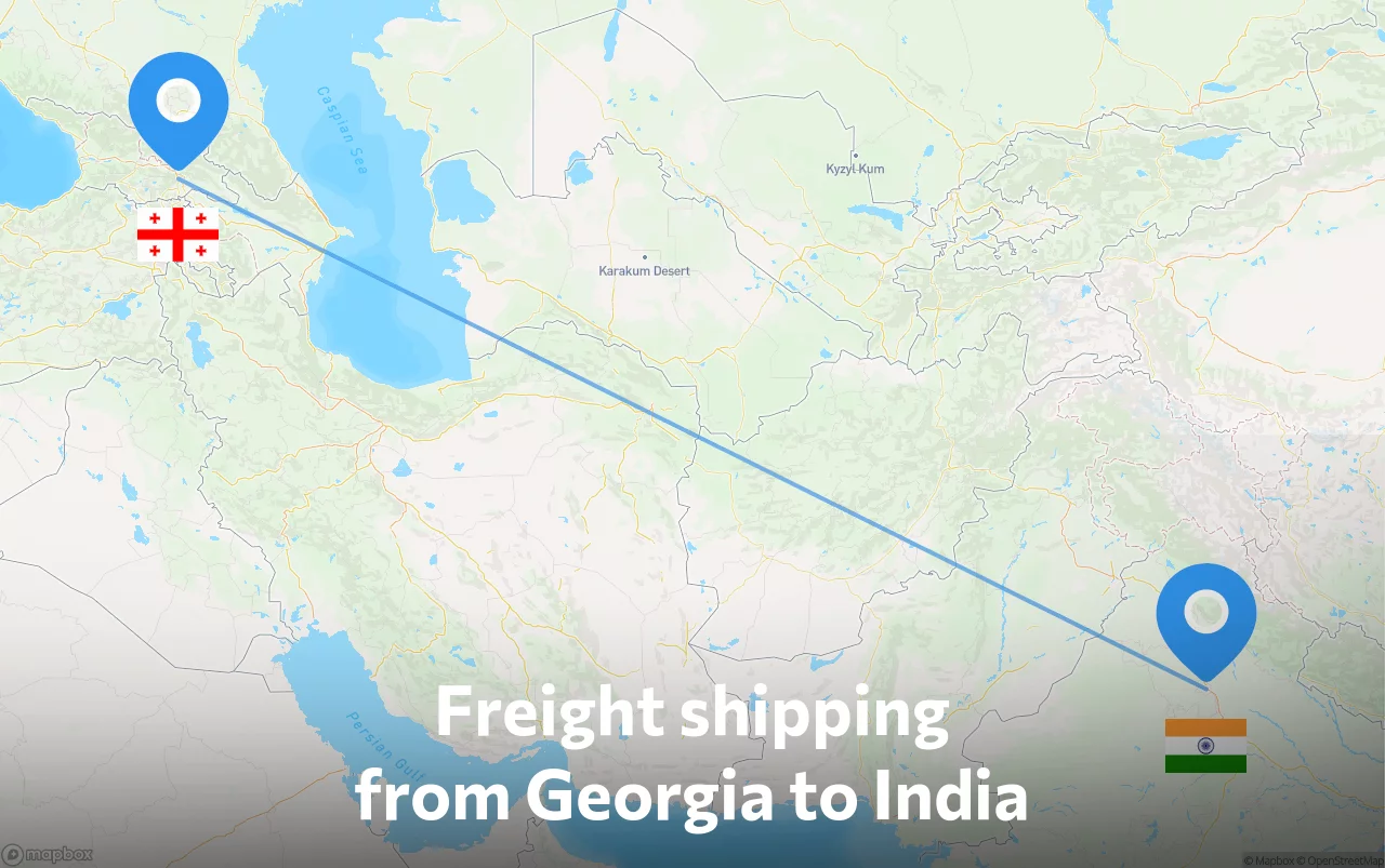 Shipping route from Georgia to India