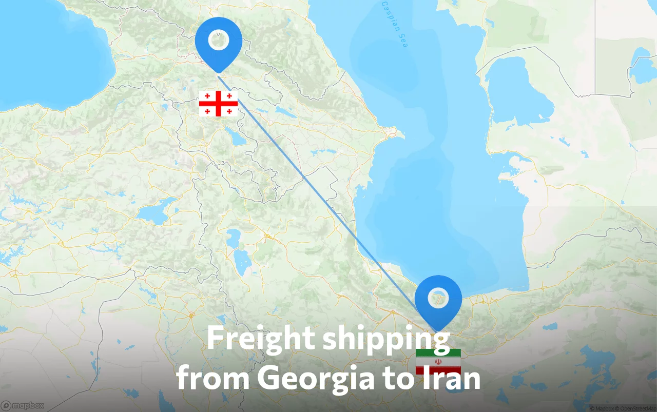Shipping route from Georgia to Iran