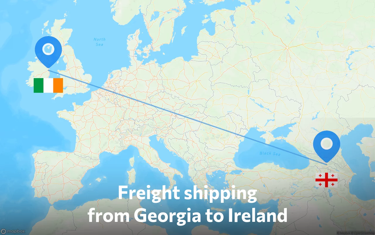 Shipping route from Georgia to Ireland