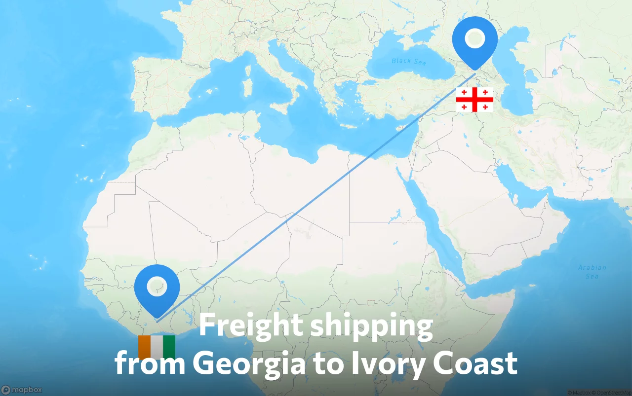 Shipping route from Georgia to Ivory Coast
