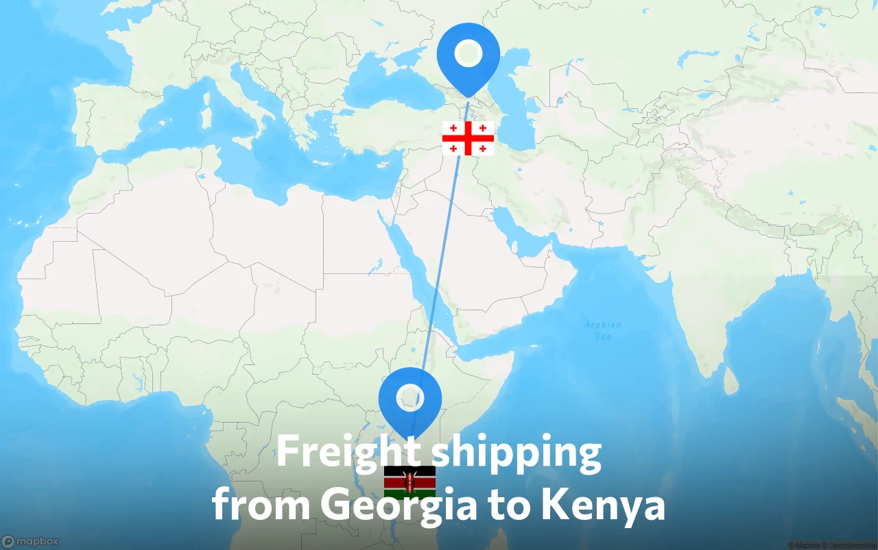 Shipping route from Georgia to Kenya