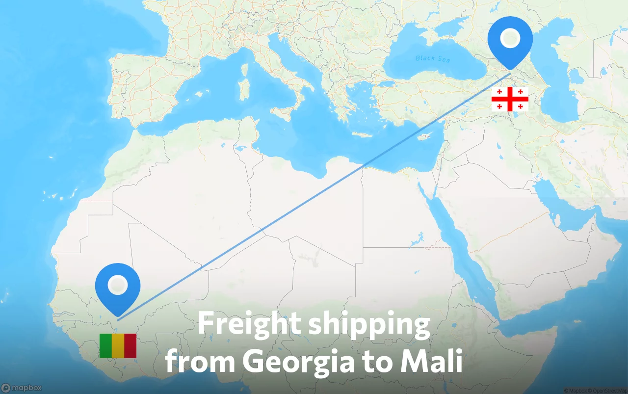 Shipping route from Georgia to Mali