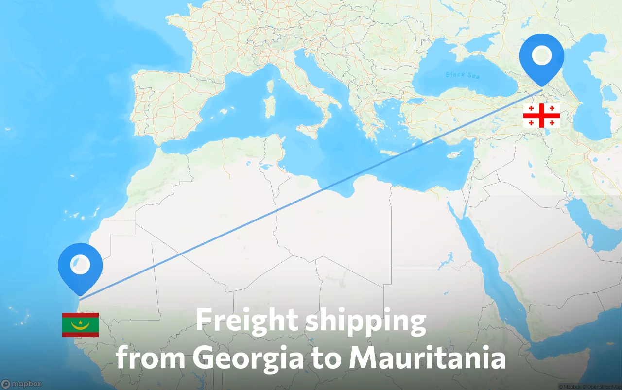 Shipping route from Georgia to Mauritania