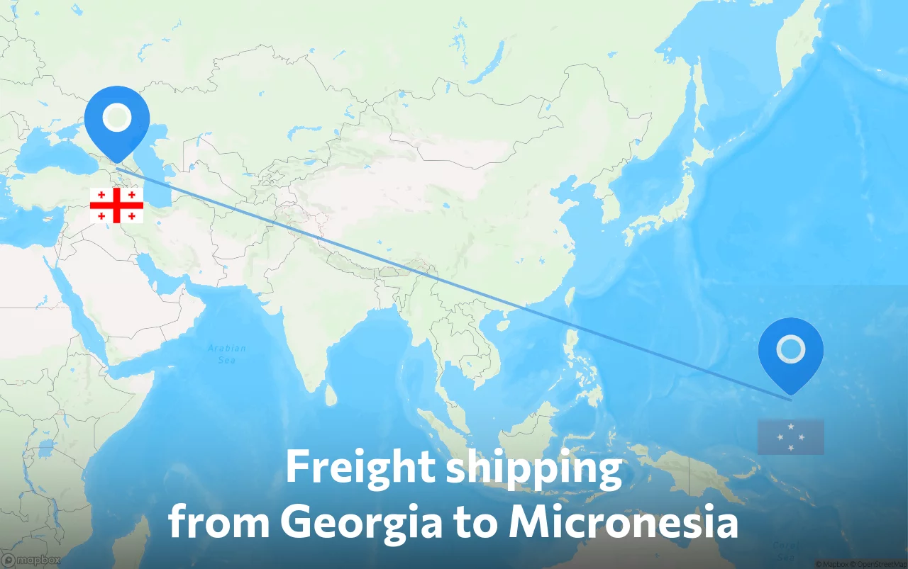 Shipping route from Georgia to Micronesia